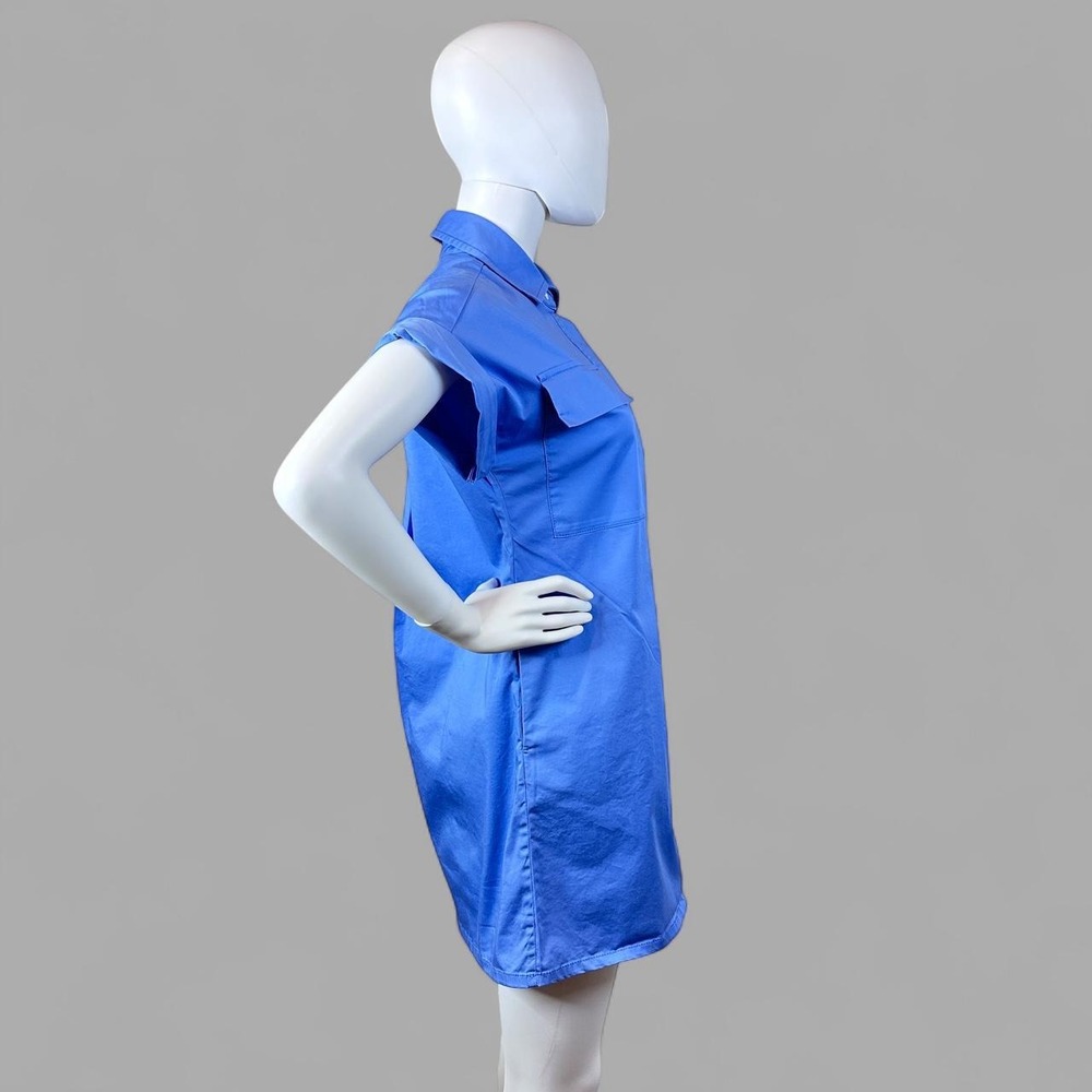 Banana‎ Republic Blue Shirt Dress Petite XS Utility Mini Cotton Stretch - Picture 2 of 8